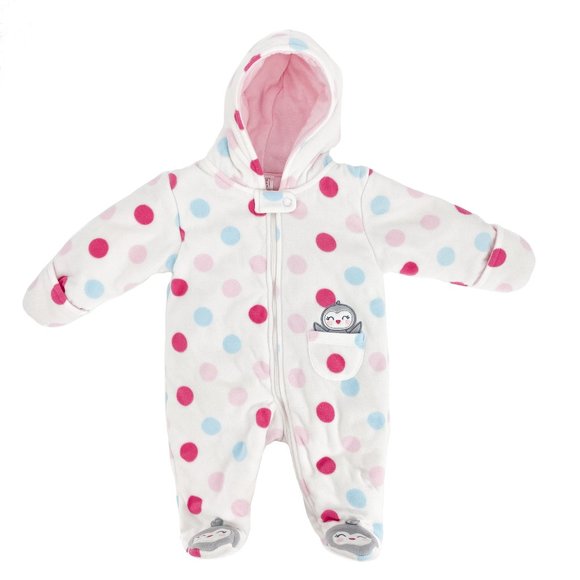 JUST ONE YOU By CARTER'S Hooded Penguin Polka Dot Fleece Pram Size 6M - Picture 1 of 16
